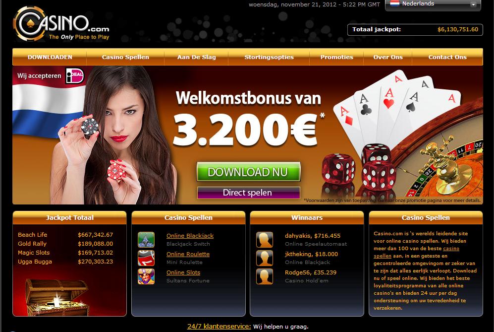 maak een GRATIS account aan op casino.com en ontvang een welkomstpakket van 3.200 euro